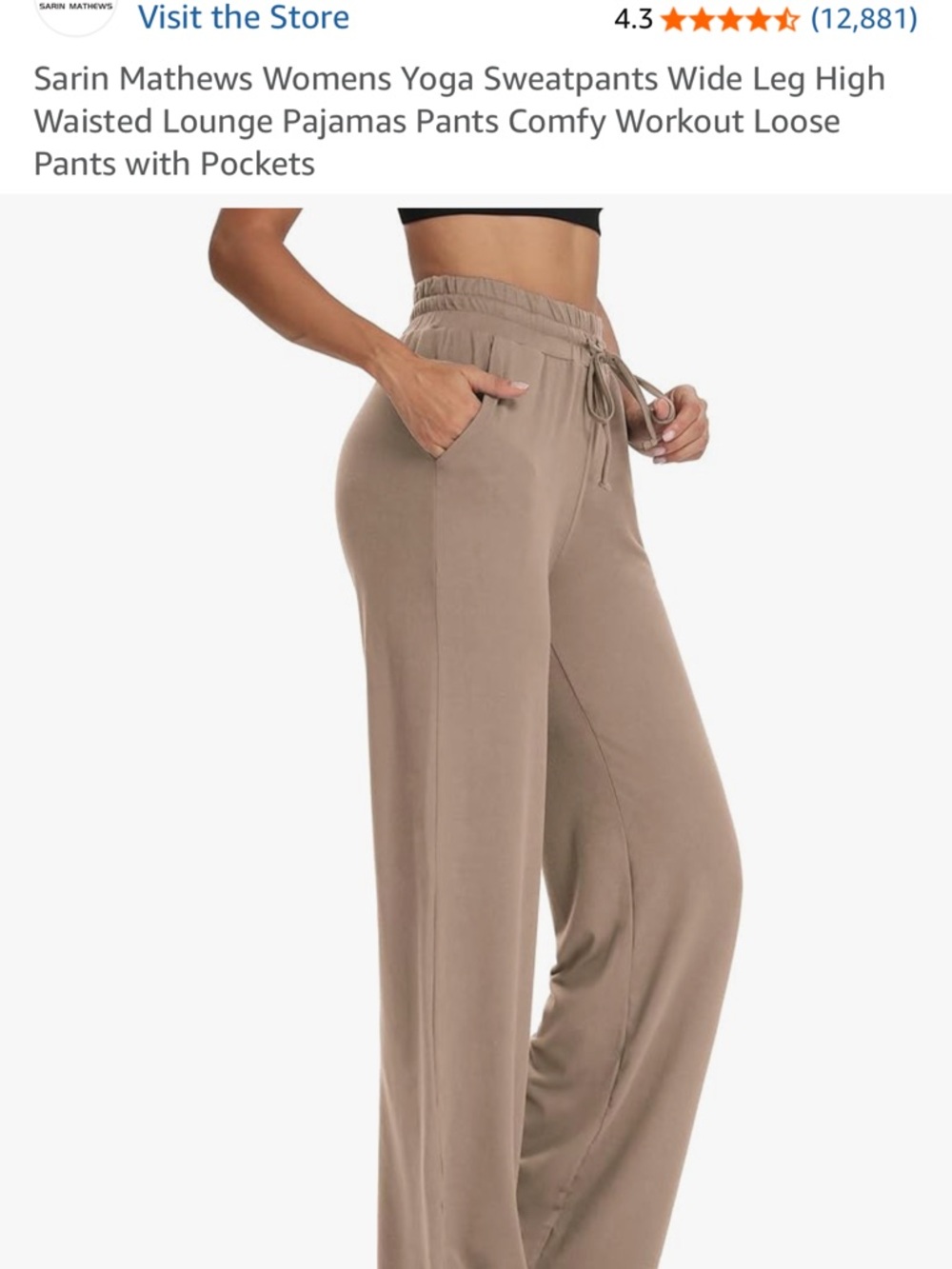 Sarin Mathews Taupe High-Waist Wide-Leg Lounge Pants